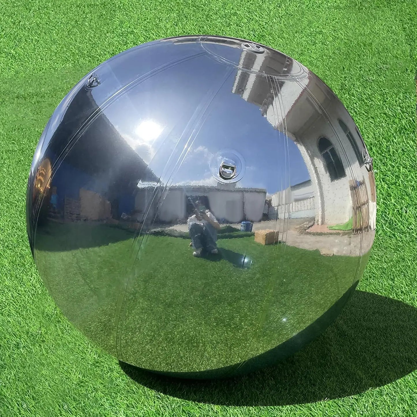 Bola espelhada inflável dourada, bolas brilhantes grandes esferas refletivas reutilizáveis