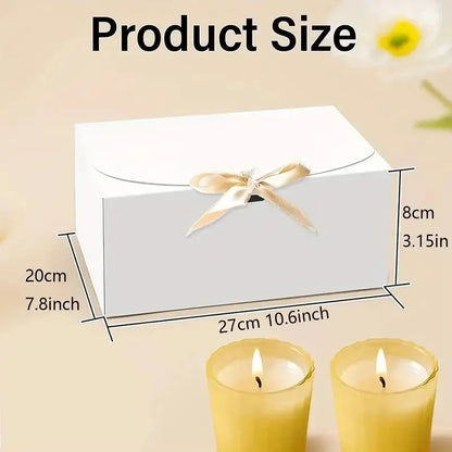 Caixa de presente branca de 5 peças com fita de 24 x 10 cm, caixa de presente