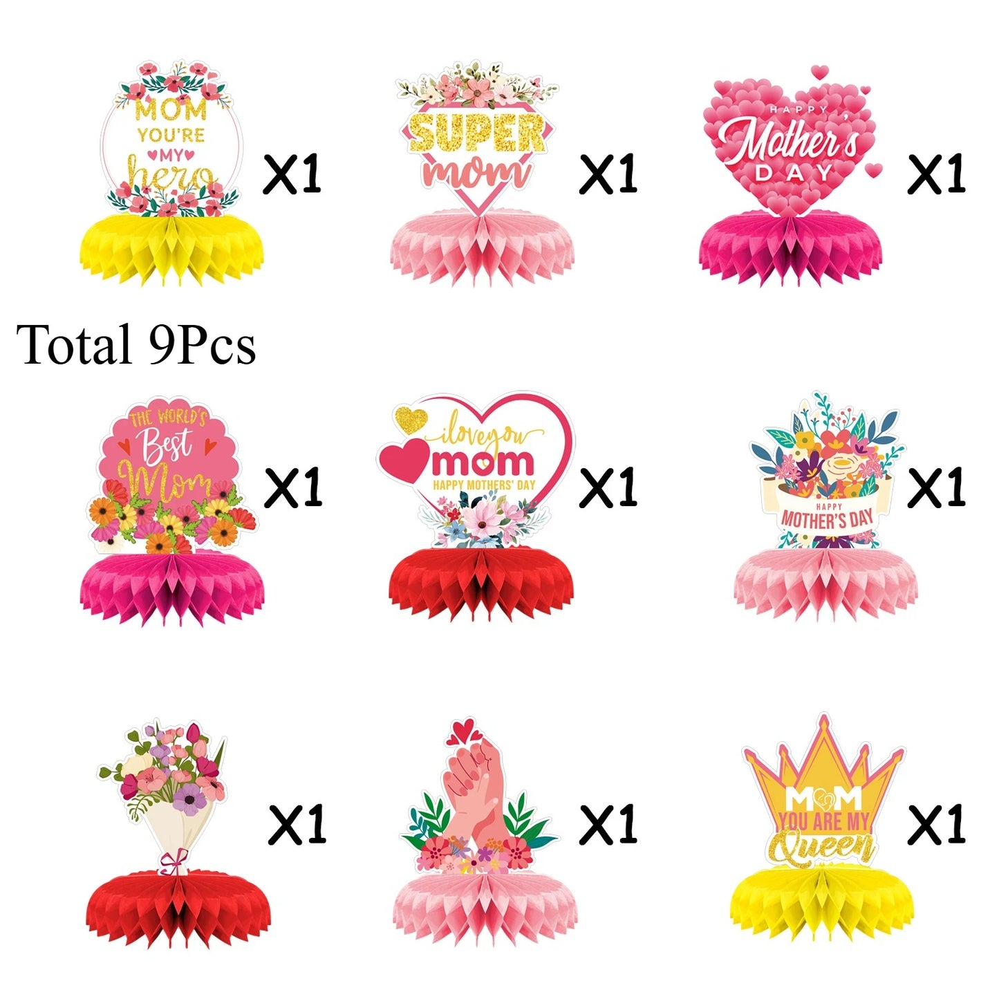 Teto e Mesa Dia das Mães 9 peças de decoração de dia das mães centro mesa dia das mães