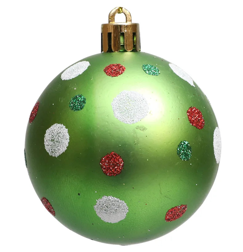 Bola de Natal Verde Branco Vermelho 6 Bolas de Natal Enfeite de 2,4 Polegadas Brilhantes
