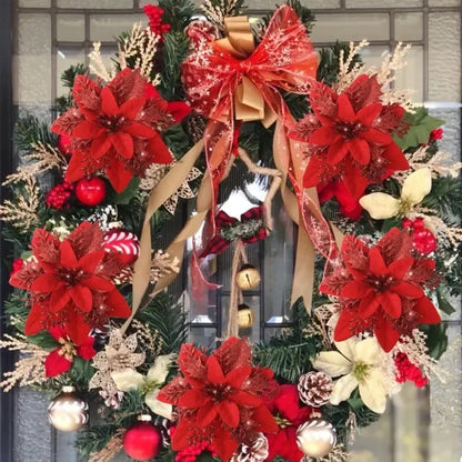 Flores Natal Glitter Artificial 5/10/20/30 peças de Poinsétia de Flores de Natal e Purpurina