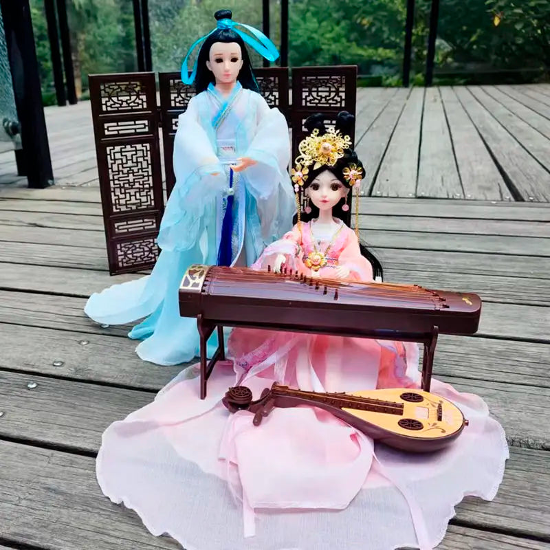 Boneca chinesa para menina, de boneca da Ásia com sapatos de suporte, cocar, boneca