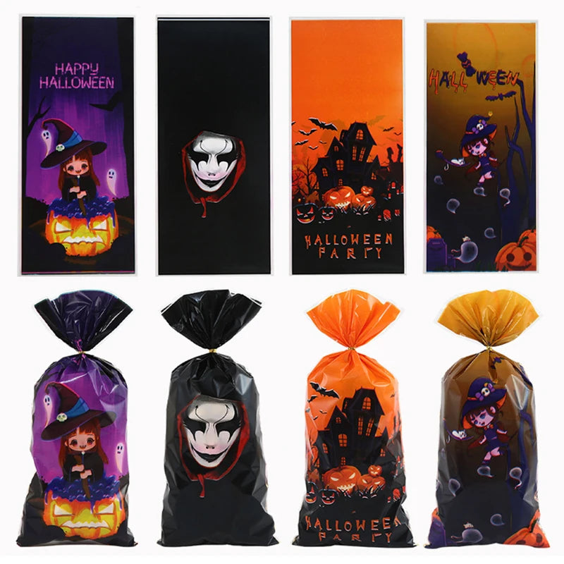 Sacolinha Fantasma Abóbora Feliz Halloween 50 Peças sacos de guloseimas de celofane