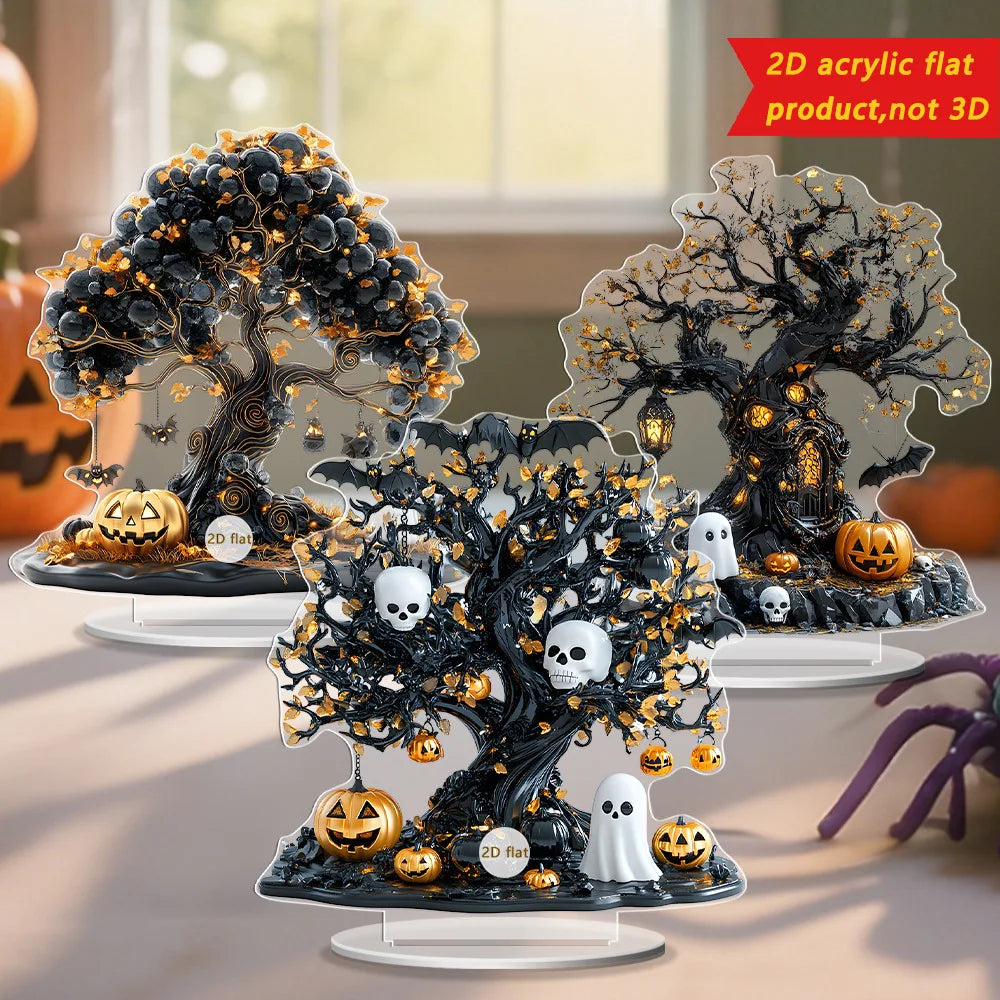 Decoração de árvores mortas Halloween ornamento de mesa halloween temático fantasma