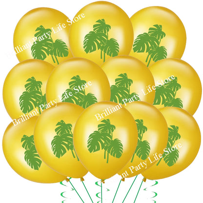 12 Peças Balões Festivos de Folhas de Aniversário Balões Verdes para Decoração Havaiana