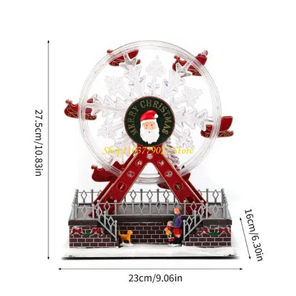 Roda-gigante rotativa de Natal de 28 cm com luzes LED, acompanhada música alegre Natal