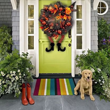 Guirlanda de porta de bruxa de halloween guirlanda de luz led guirlanda perna