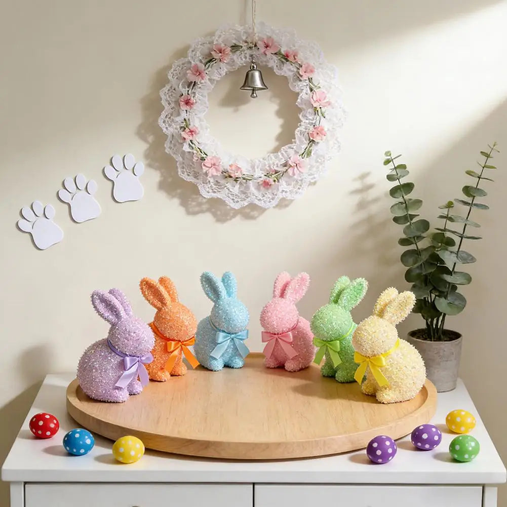 Figurinha Colorida de Coelho de Páscoa, Ornamento de Coelho Páscoa Feito à Mão Páscoa