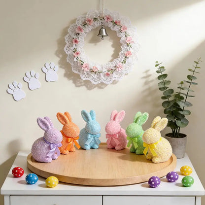 Figurinha Colorida de Coelho de Páscoa, Ornamento de Coelho Páscoa Feito à Mão Páscoa