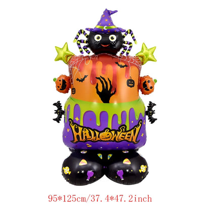 1 Balões de Halloween, 52" enormes, árvore fantasma, abóbora, bruxa, morcego, aranha