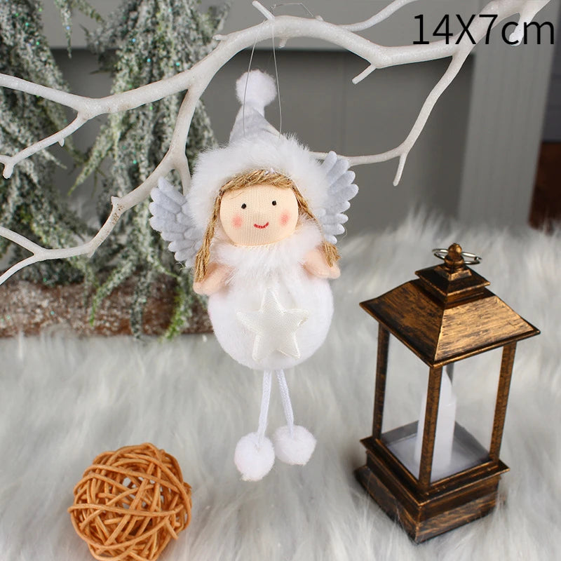 Pingente Anjo Natal Decoração de menina anjo de natal | Pingente de boneca anjo pelúcia
