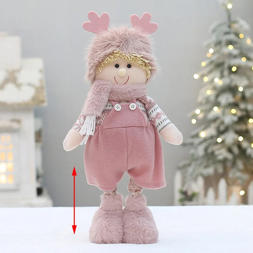 Boneco de Árvore de Natal Festivo Natal Rosa de Pelúcia Tecido Figure Desktop Decoração