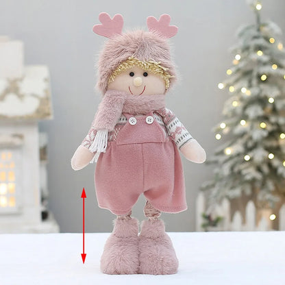 Boneco de Árvore de Natal Festivo Natal Rosa de Pelúcia Tecido Figure Desktop Decoração