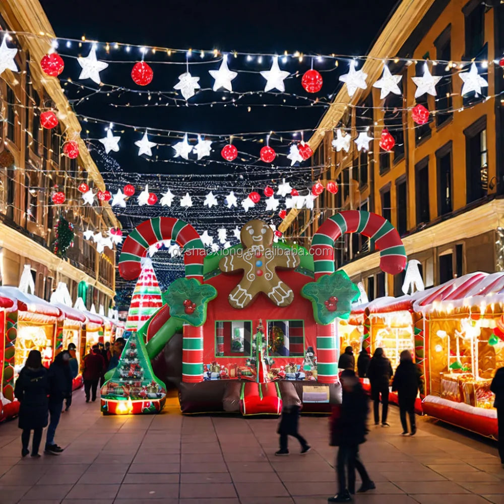 Casa inflável de gengibre 13 pés arco gigante de doces de Natal, inflável de shopping