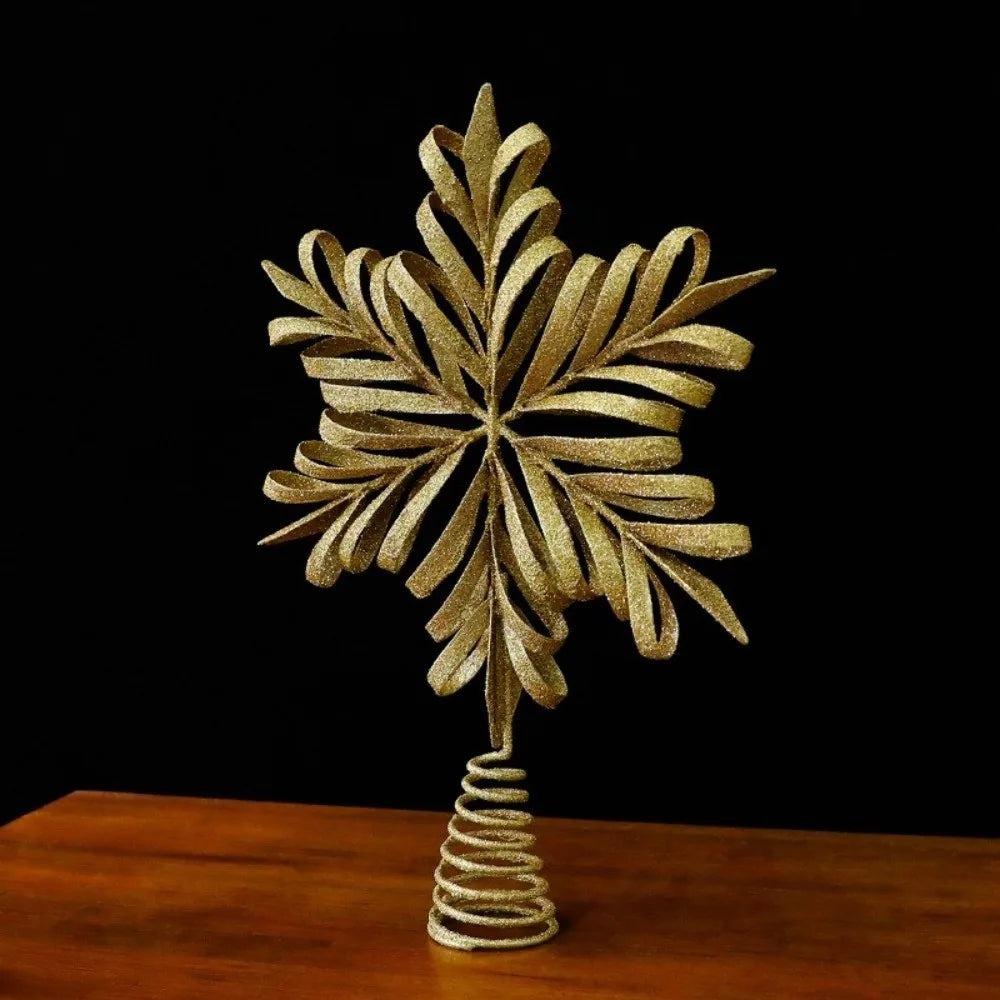 Enfeite de topo de árvore de Natal com estrelas douradas Topo de árvore dourada de Natal