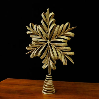 Enfeite de topo de árvore de Natal com estrelas douradas Topo de árvore dourada de Natal