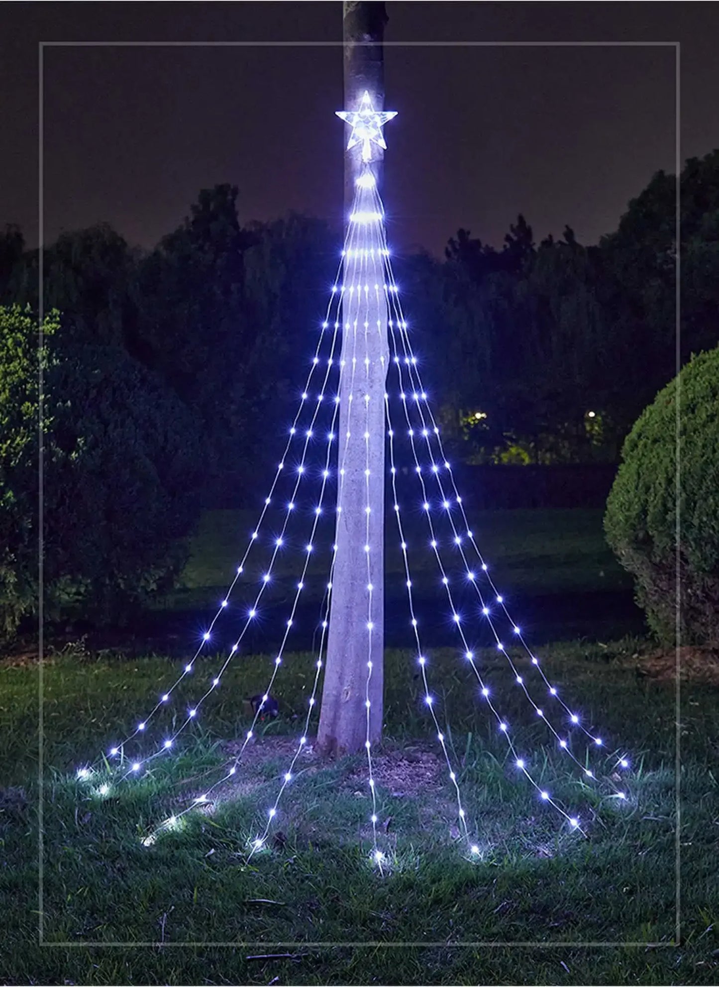 Corda Natal cachoeira com estrela 300 LED, penduradas 40 cm, cortina estrela