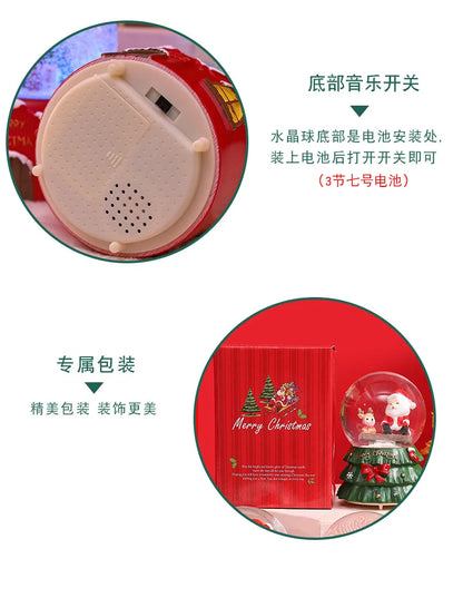 Globo de Neve de Natal, Bola de Cristal Iluminada, Enfeites de Bola de Vidro, Decorações