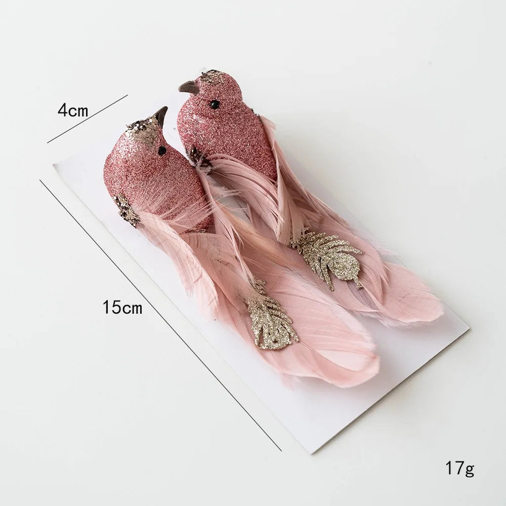 Pássaros Artificiais Natal Conjunto de 2 elefantes enfeites de árvore em forma de pássaros