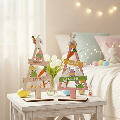 Plaquinha MDF Coelho Páscoa Conjunto de 1 Bandejas Decorativas de Madeira com Placas