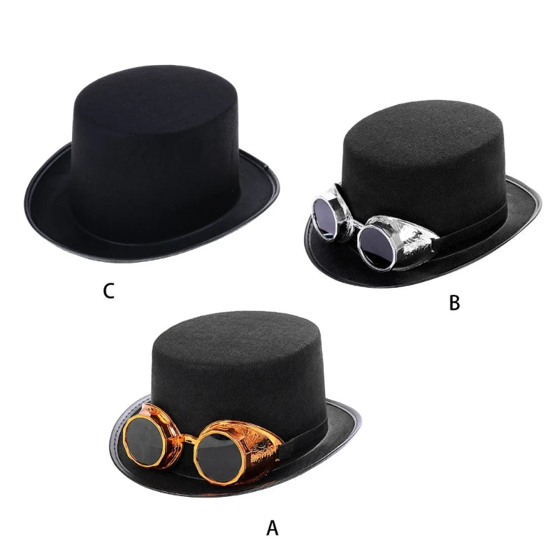 Chapéu steampunk fedora adulto, acessórios de fantasia punk gótico goth steampunk