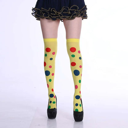 Meia calça infantil algodão bolinhas coloridas inverno e Meias altas até o joelho bolinhas