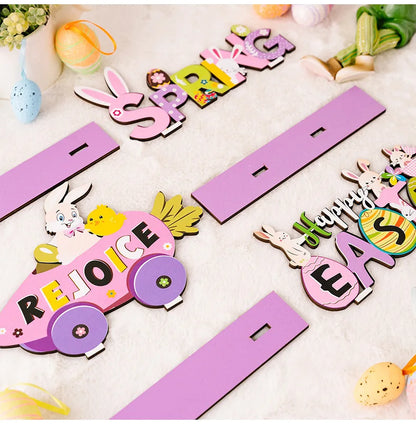 Carrinho de páscoa MDF mão flores primavera flor, placa bloco de MDF, 15 x 20, decoração