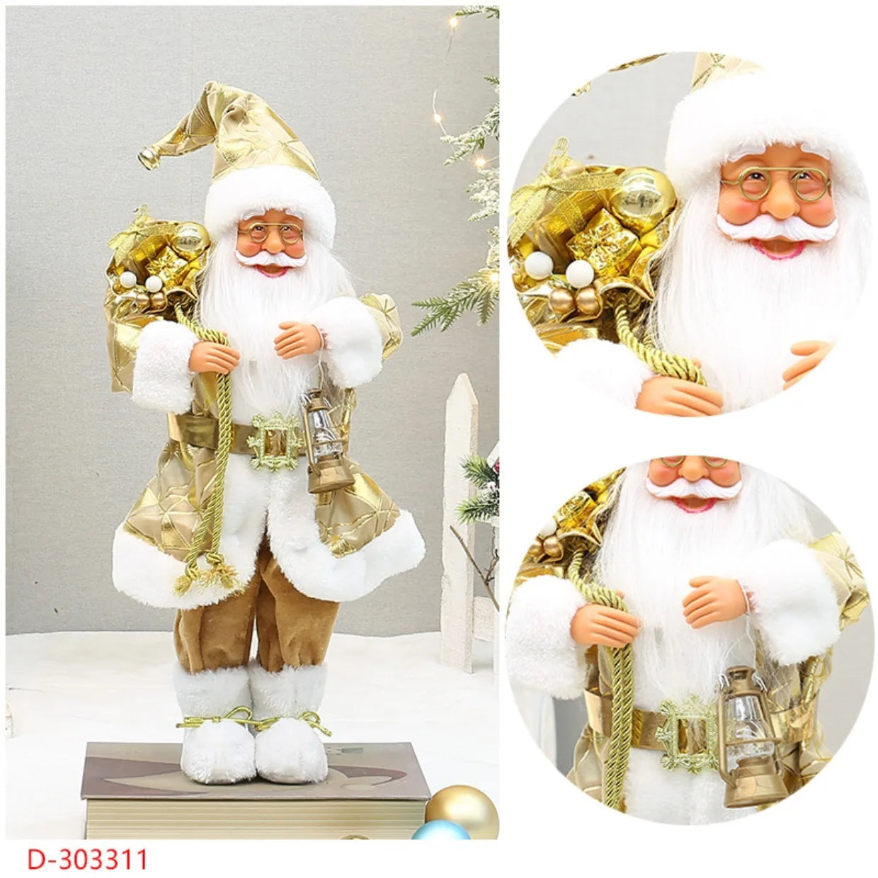 Bonecos de Papai Noel artesanais e fofos, figuras chiques de Papai Noel