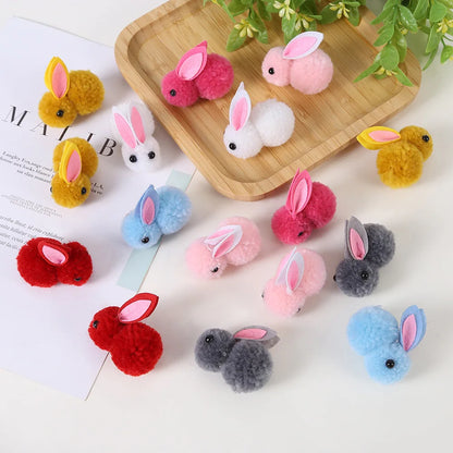 Grampos de cabelo de coelhinho de pelúcia, 10 peças, mini grampos de cabelo coelho