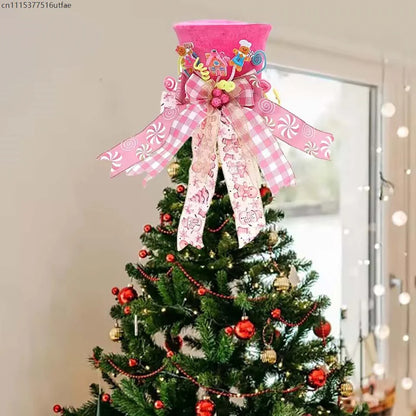Topo de Árvore de Natal Chapéu de Árvore de Natal de Bengala Doce, Chapéu de Topo de Árvore Vermelho
