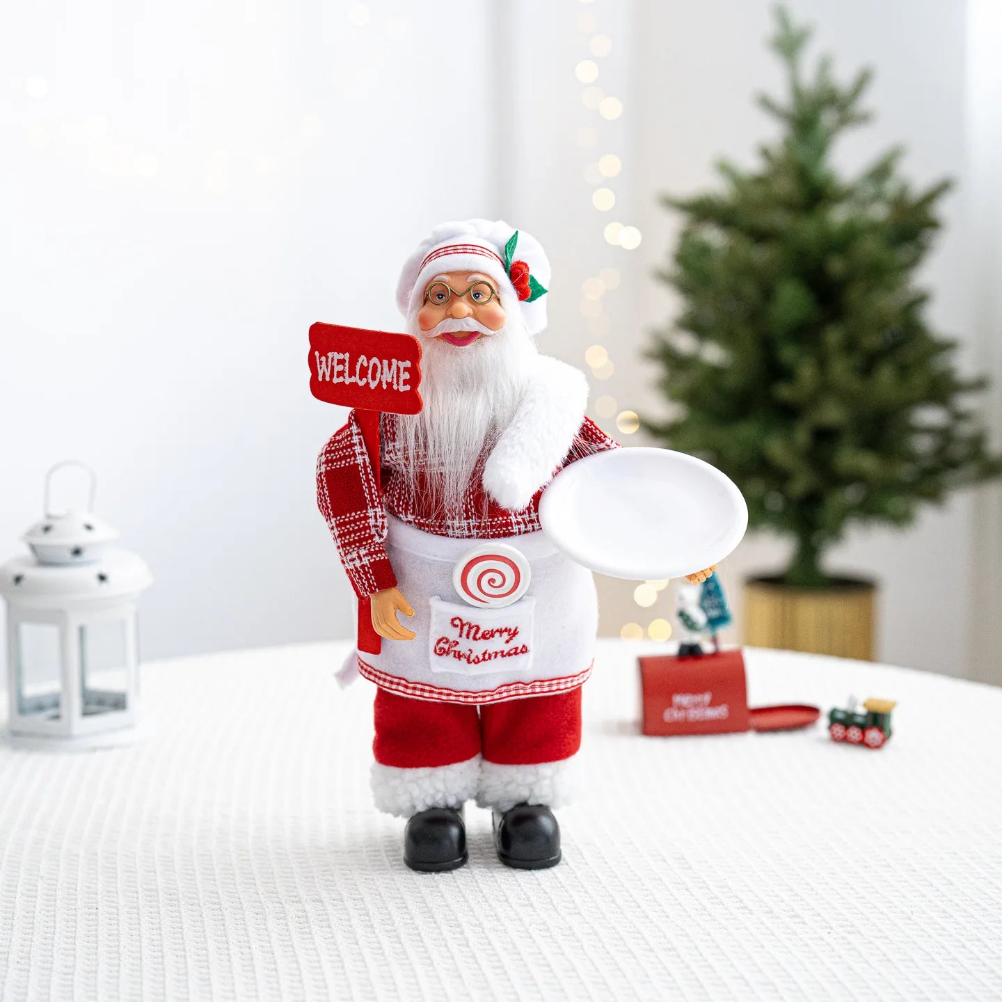 Boneco Papai Noel Lanterna Vermelho decoração de mesa de papai Noel de 30CM*11.81