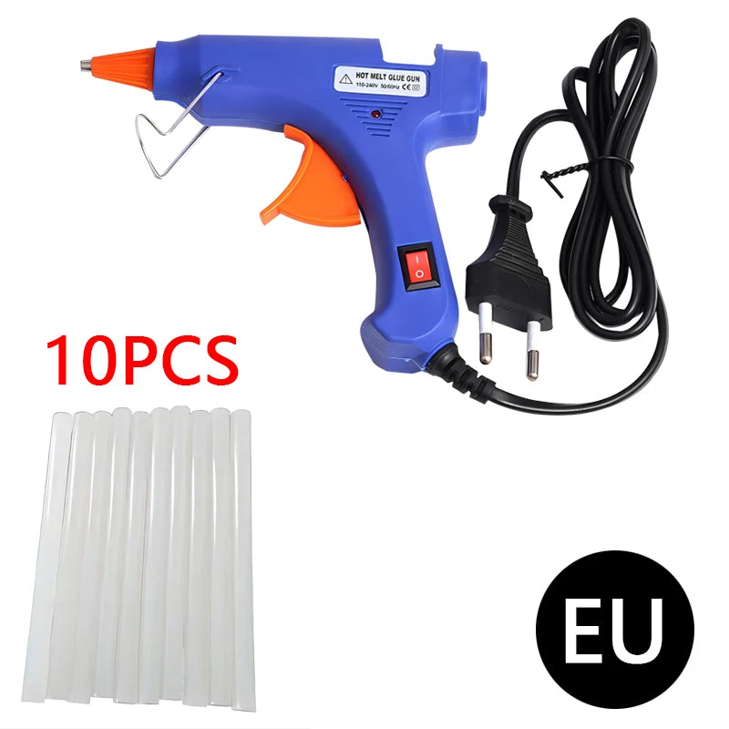 Pistola de cola quente portátil de 20W com 12 bastões de cola portátil Mini pistola de cola