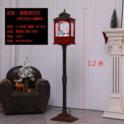 Poste lanterna natal decorativa com luz LED poste decorativo papai Noel Natal Luz e Neve