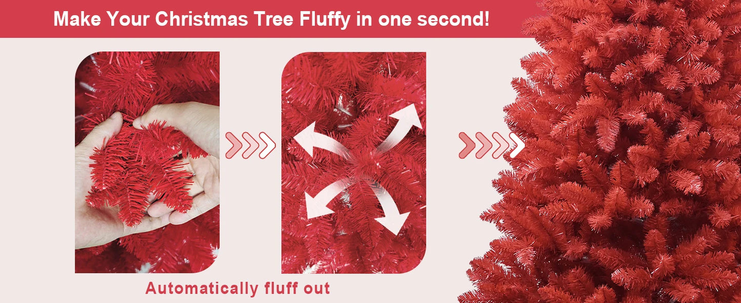 Árvore de Natal vermelha artificial, árvore de Natal Vermelho verdade, árvore fina artificial