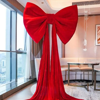 Laço decorativo grande, laço gigante de veludo vermelho, cenário casamento, decoração