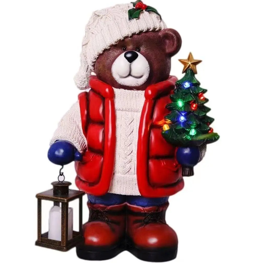Urso com Árvore de Natal e Luz Iluminação: 10 Diodos LED Coloridos Árvore Iluminada