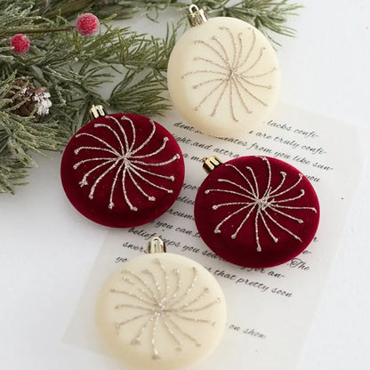 Bola de Natal Vinho vermelho Pingente De Bola De Natal De Veludo, Enfeites De Árvore
