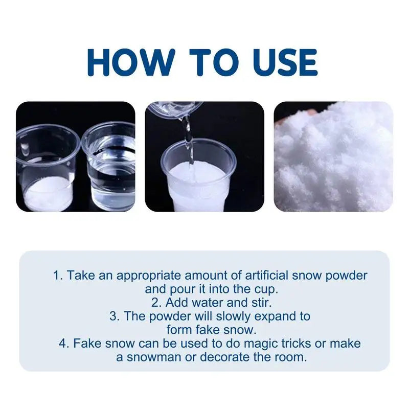 Neve artificial | Pó de neve falso instantâneo inverno para brincar | Neve artificial útil natal