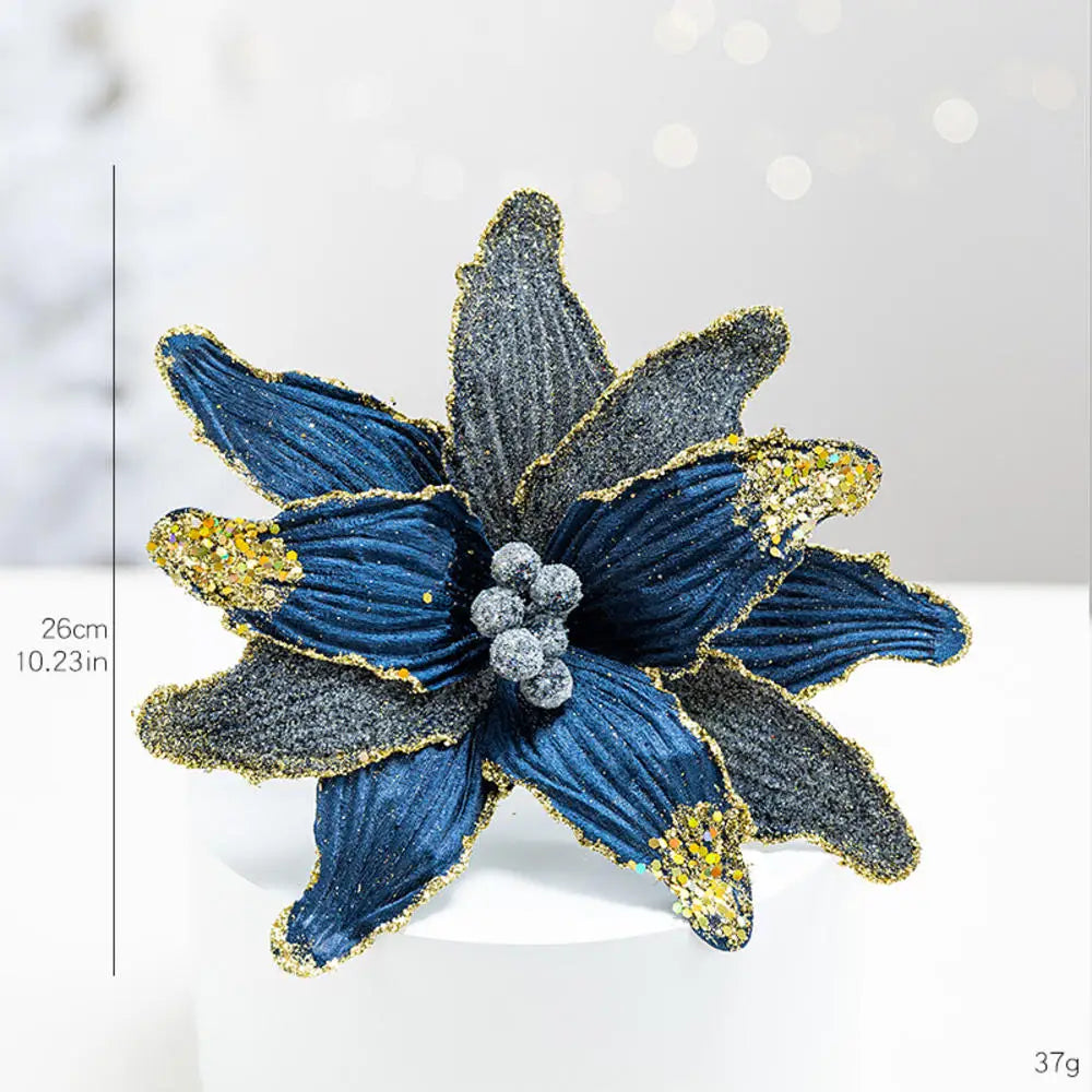 Flor De Natal Poinsétia Vermelho C/ Branco Enfeite e Árvore Terracota