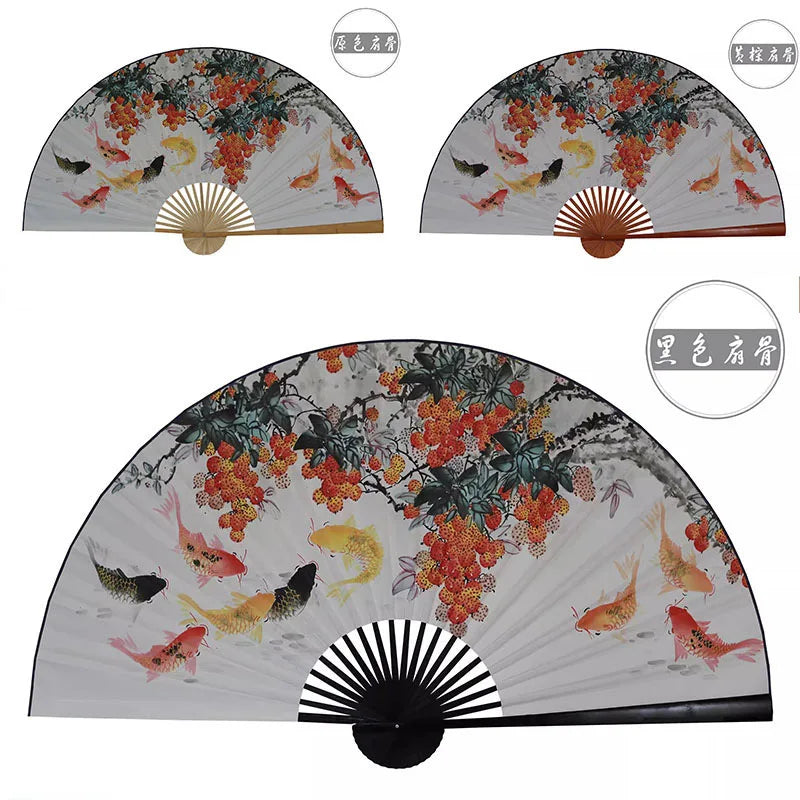 Grande Leque Pendurado, Decoração de Parede de Fundo, Leque Pendurado Artesanal