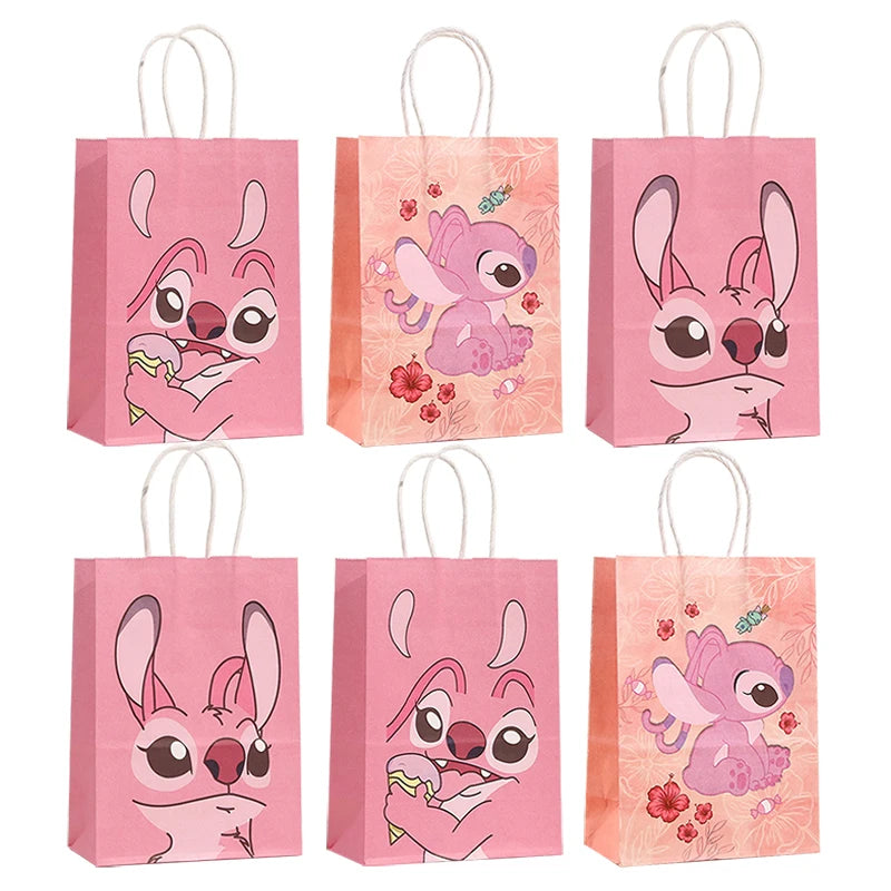 6 Peças Sacolas de Papel para Festas, Decoração de Festa Sacolas de presente Lilo & Stitch