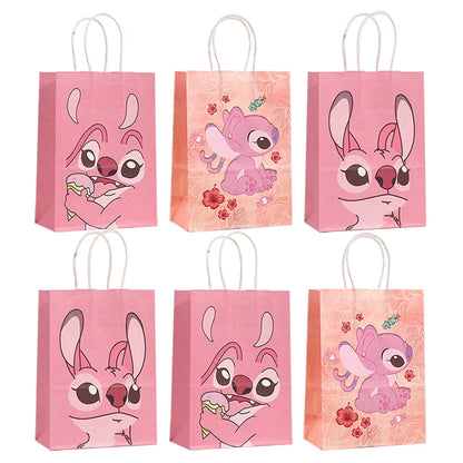 6 Peças Sacolas de Papel para Festas, Decoração de Festa Sacolas de presente Lilo & Stitch