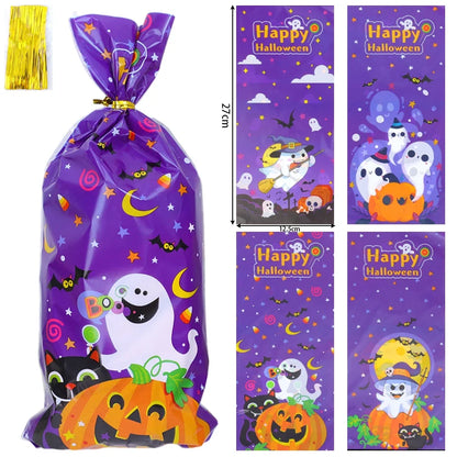 Sacos de celofane de Halloween, 50 unidades de sacos de doces de Halloween 50 peças