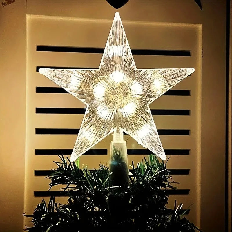 Estrela Ponteira para Árvore de Natal Colorida LED, 15 cm, Pisca-Pisca
