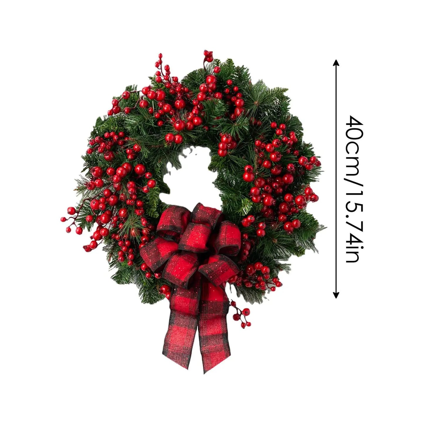 Guirlanda de Natal com luzes para guirlanda de porta da frente, guirlanda de Natal com laço