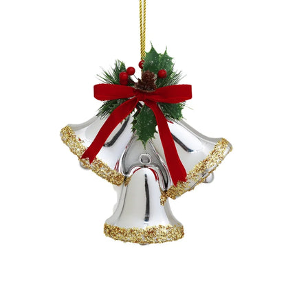 Sino Triplo Dourado Premium Borda Glitter Natal 23cm