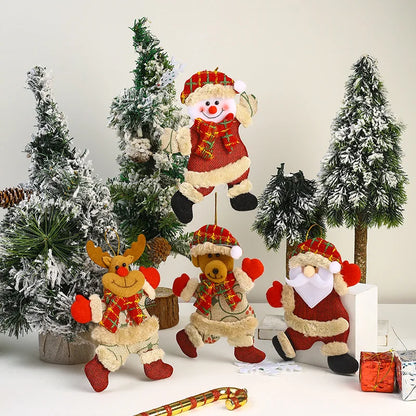 Kit Enfeites de Natal Boneco Sentado de Papai Noel Neve e Rena Decoração Natalina