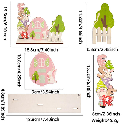 Decoração festiva de ovos de páscoa estatueta de coelho 3D ornamento de mesa
