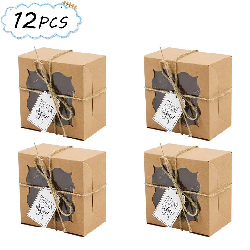 Caixa Kit (Vela+Home Spray) 12 peças caixas de padaria marrom e corda 10x10x6.5cm