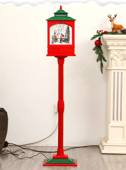 Poste Natalino Musical com Neve Artificial, 1.2 metros, Iluminação LED,  Músicas e 38cm